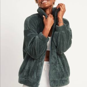 NEW NWT Old Navy Cozy Teddy Sherpa Zip Lounge Jacket